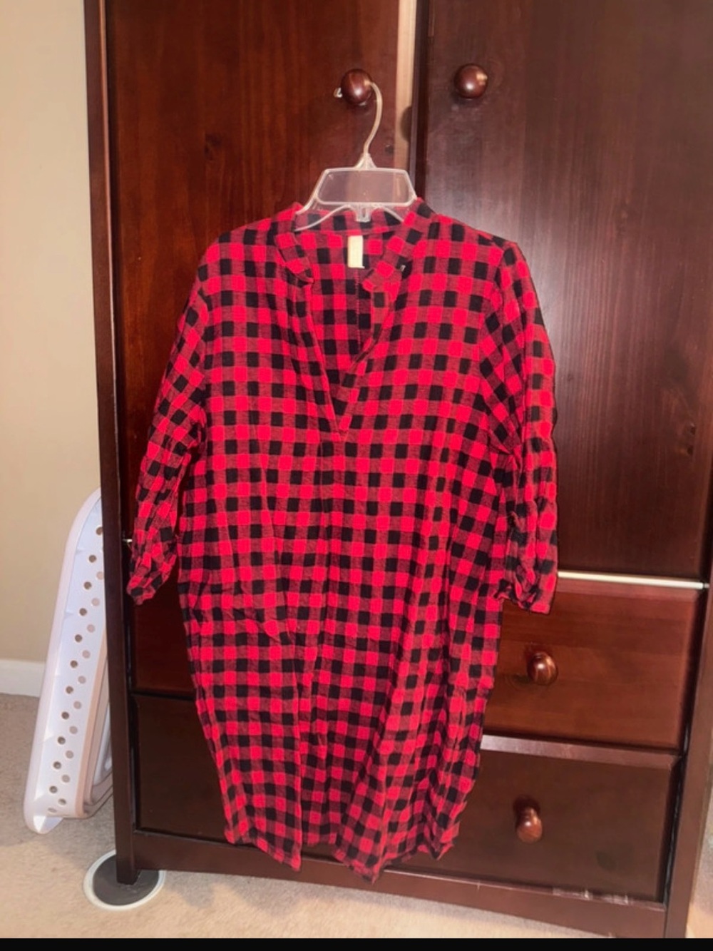 Red and Black Buffalo Plaid Shirt Dress - Unbranded